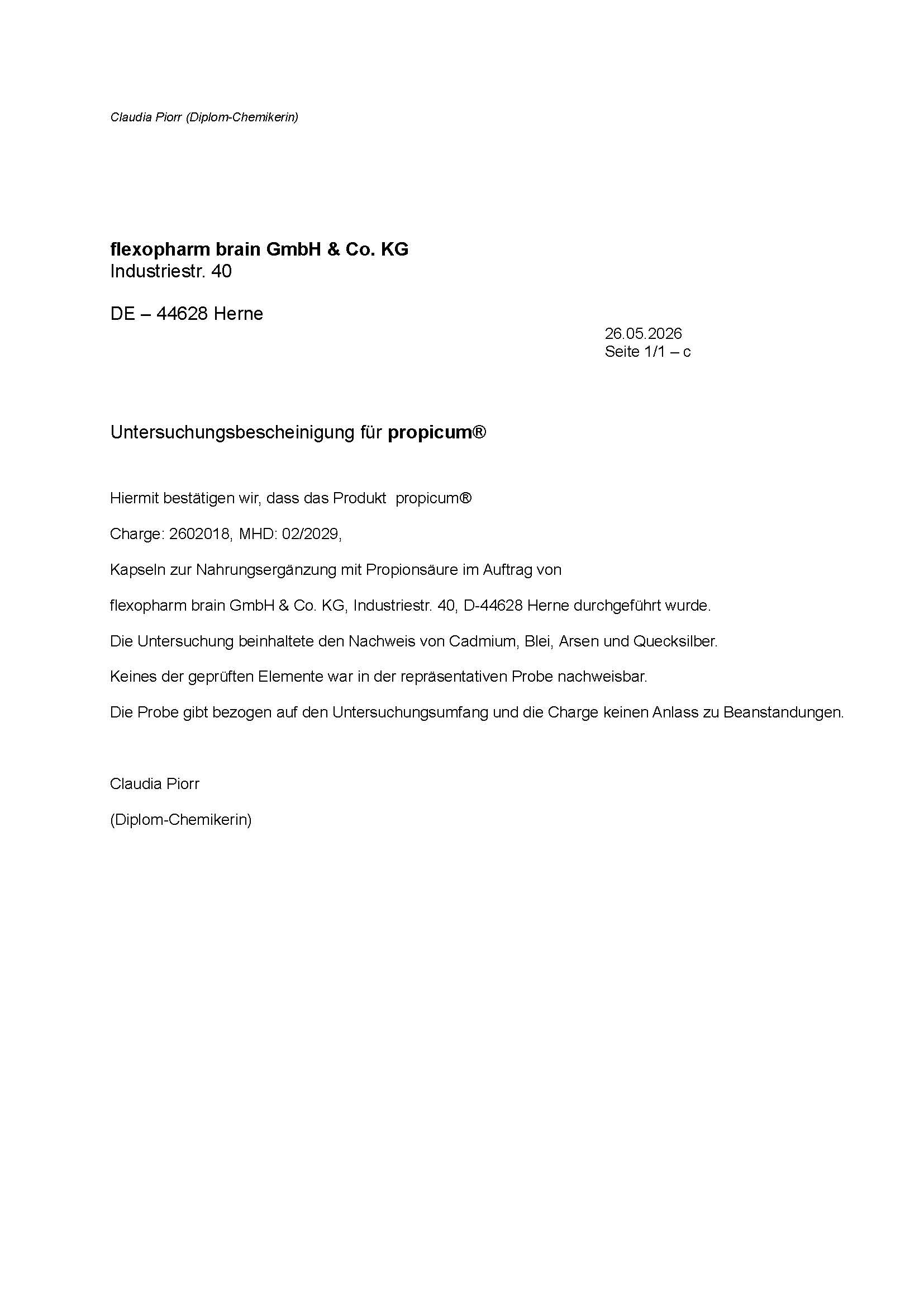 Schwermettalanalyse propicum